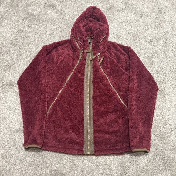 Kuhl Jackets & Blazers - KUHL Women’s Large Flight Jacket Full Zip Hooded Sherpa Red Brown Trim
